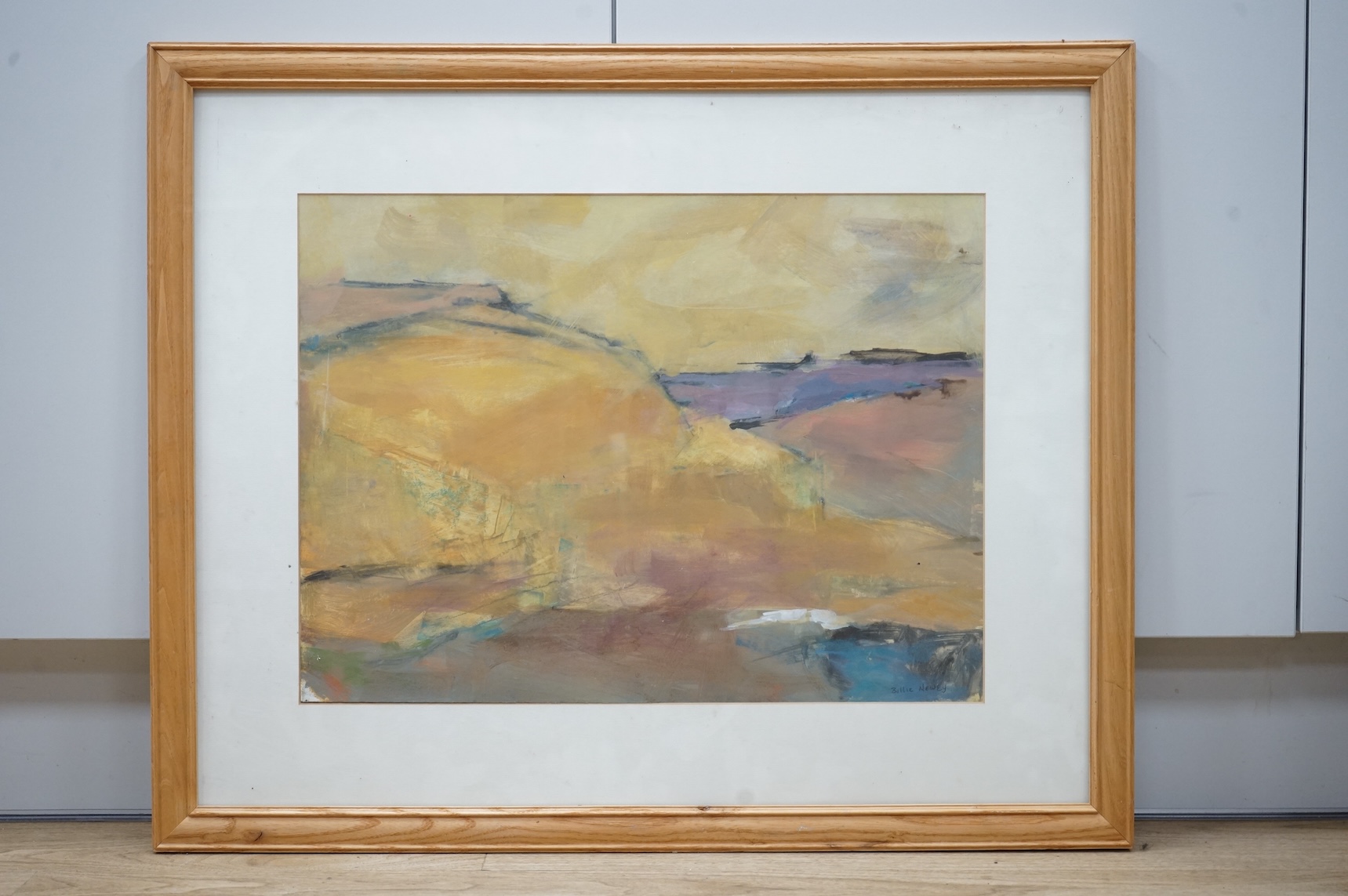 Billie Newey (Contemporary), Abstract landscape, signed, oil on board, 49 x 36cm